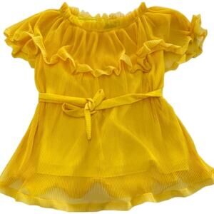 BEULAH Style Dress Womens Medium Yellow Ruffle Mini Off Shoulder